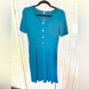 NWOT SIZE M Teal Button-Front Dress stretchy lightweight Amazon dress